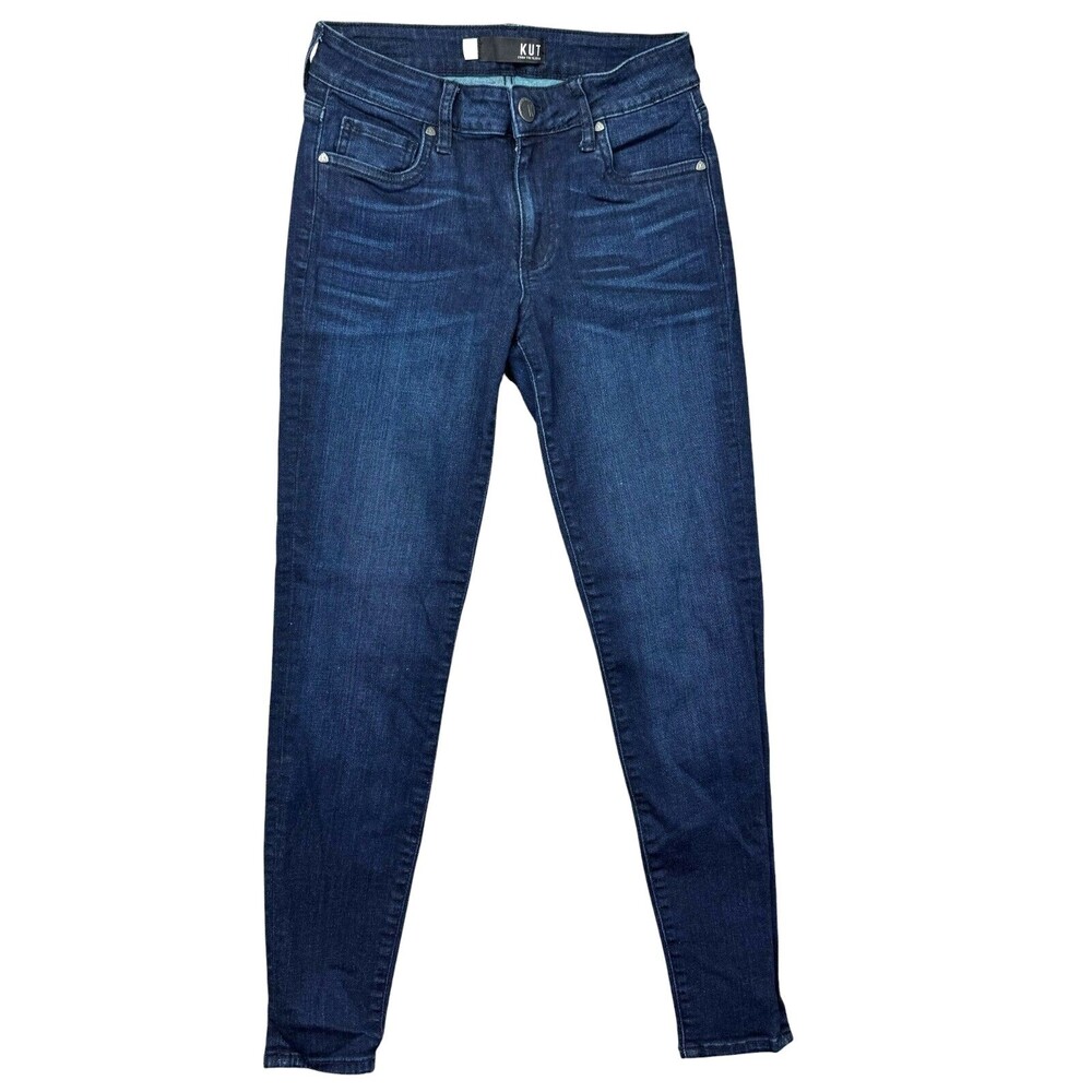 KUT From the Kloth Jeans Women's 0 Blue Donna Ankle Skinny Denim High Rise Pants